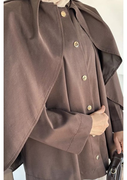 Ön Çıtçıtlı Pelerinli Tesettür Ceket P-00018877 indirimleri