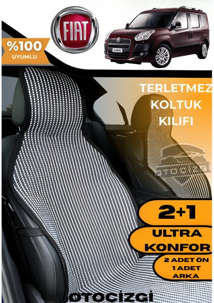 Fiat Doblo Uyumlu Siyah Kilim Tipi Terletmez Koltuk Kılıfı 2+1 Ultra Konfor Seti