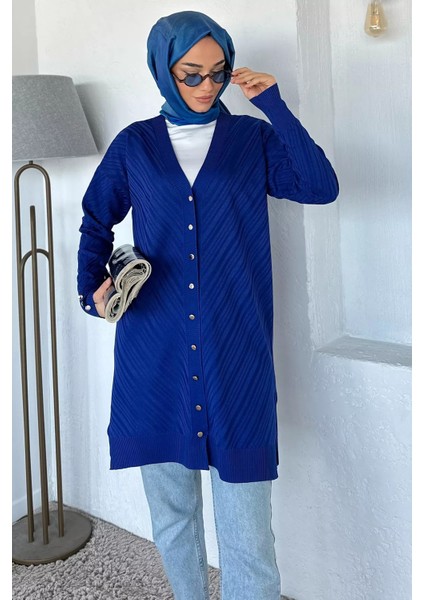 Desenli Ön Düğmeli Tesettür Triko Hırka (M-L-Xl Uyumludur) P-00018882 fiyatları