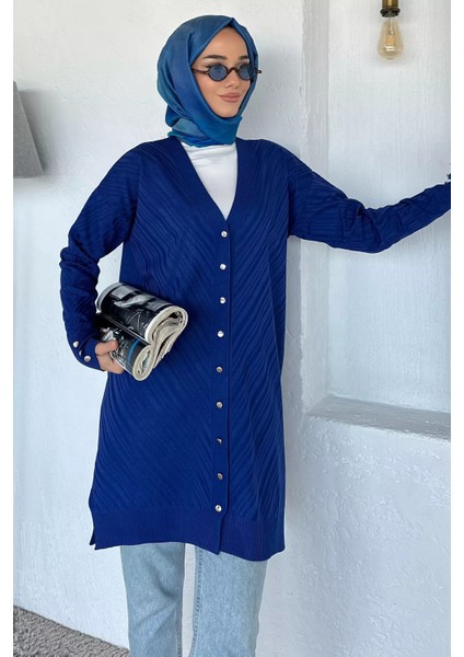 Desenli Ön Düğmeli Tesettür Triko Hırka (M-L-Xl Uyumludur) P-00018882 modelleri