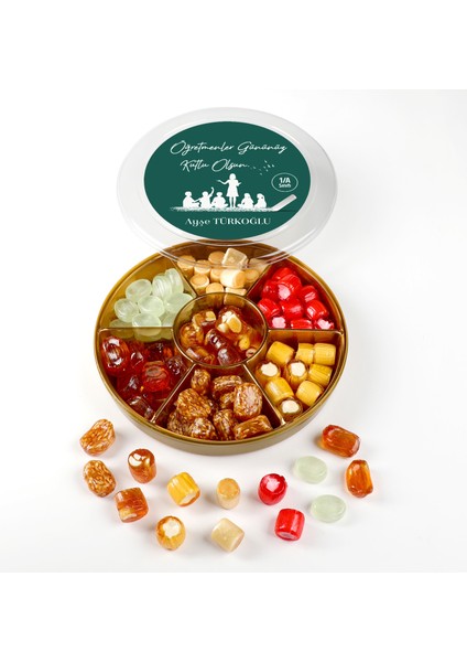 Isimli Öğretmenler Günü Hediyesi El Yapımı Karışık Akide Şekeri 400G Yeşil indirimleri