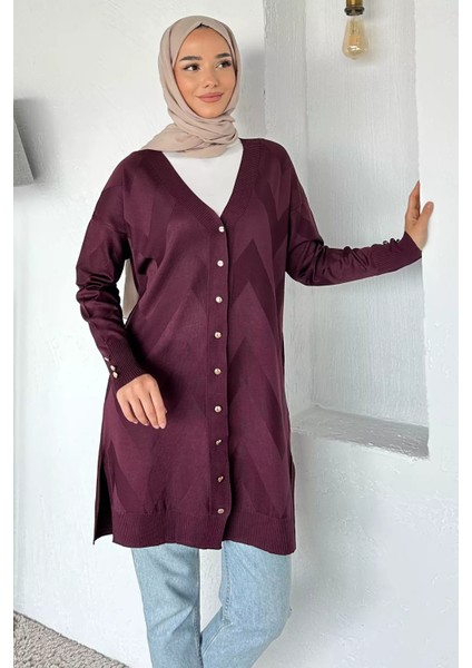 Ön Düğmeli Desenli Tesettür Triko Hırka (M-L-Xl Uyumludur) P-00018881 fiyatları