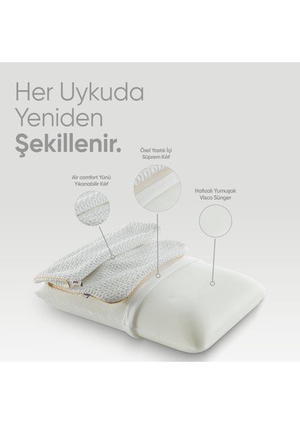 Visko Yastık - Ortopedik Uyku Yastığı - Tombul Düz Visco Yastık - Cilt Dostu [ Anti Uv ] indirimleri