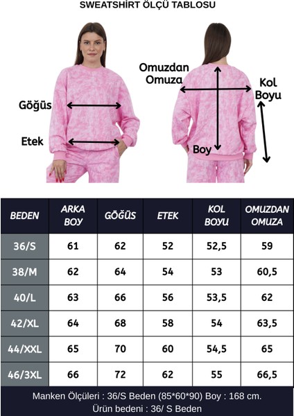 Valeria Kadın 3 Iplik Şardonsuz Pamuk Oversize Bisiklet Yaka Sweatshirt-Pembe Baskılı fırsatları