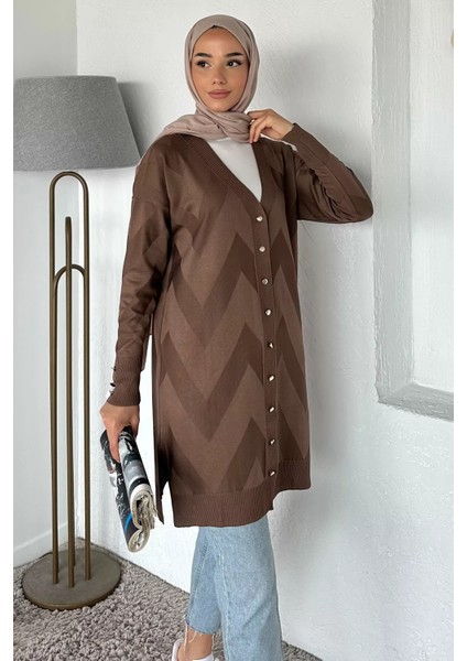 Ön Düğmeli Desenli Tesettür Triko Hırka (M-L-Xl Uyumludur) P-00018881 fiyatları