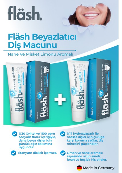 Whitesmile Flash Whitening Toothpaste Diş Macunu Nane ve Misket Limonu Aromalı Diş Macunu 75 ml 2 Adet