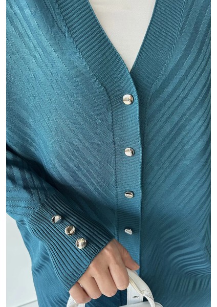 Desenli Ön Düğmeli Tesettür Triko Hırka (M-L-Xl Uyumludur) P-00018882 modelleri