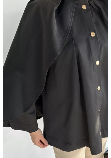 Ön Çıtçıtlı Pelerinli Tesettür Ceket P-00018877 fırsatları