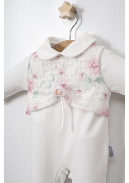 Baskılı Gül Detaylı Dantelli Kız Bebe Tulum fiyatları