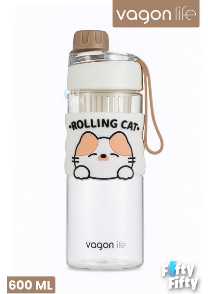 600 ml Rahat Içim (Pipetsiz) Çevir Aç Kapak Taşıma Kulplu Çocuk Su Matarası -VGN2020NEW600ML