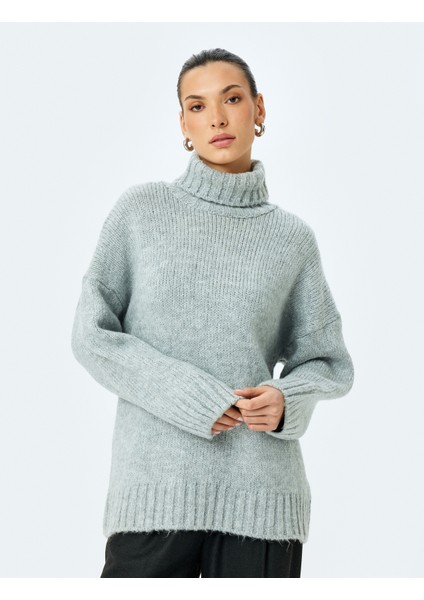 Uzun Kollu Balıkçı Yaka Oversize Kazak modelleri