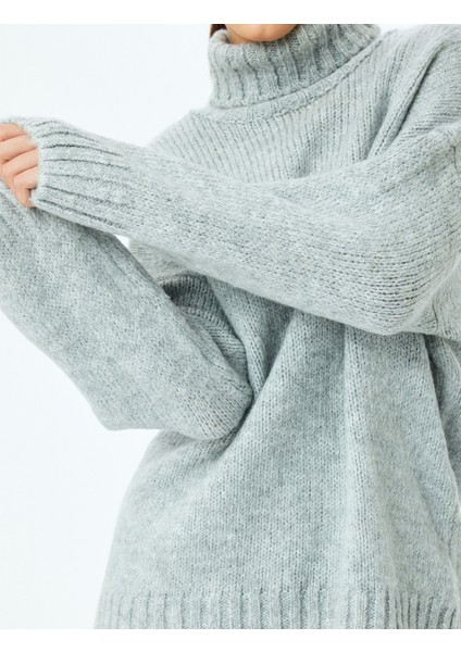 Uzun Kollu Balıkçı Yaka Oversize Kazak indirimleri