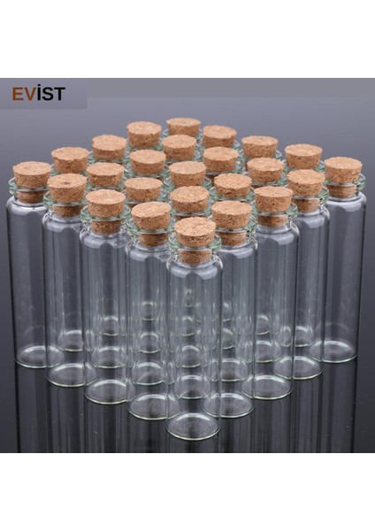 12 Adet ( 25ML ) ( Çok Amaçlı & Dekoratif ) ( Boş Tüp ) Cam Şişe Mantar Kapaklı