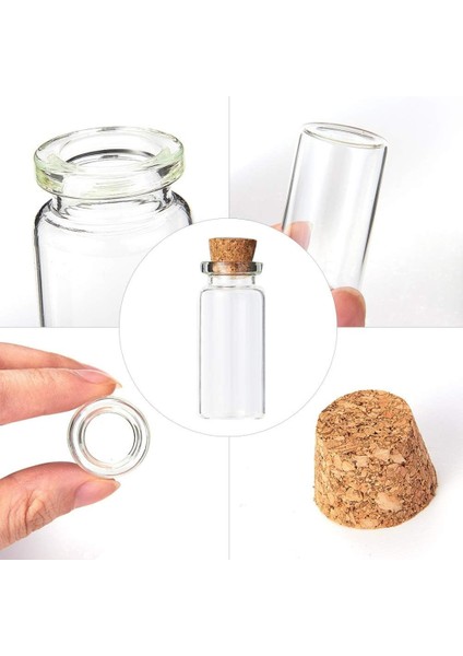 12 Adet ( 25ML ) ( Çok Amaçlı & Dekoratif ) ( Boş Tüp ) Cam Şişe Mantar Kapaklı modelleri