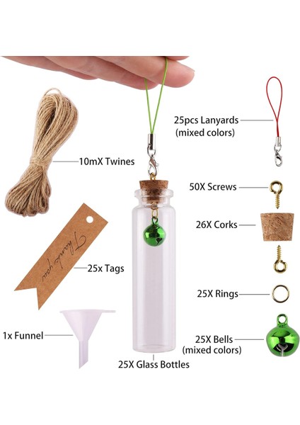 12 Adet ( 25ML ) ( Çok Amaçlı & Dekoratif ) ( Boş Tüp ) Cam Şişe Mantar Kapaklı fırsatları