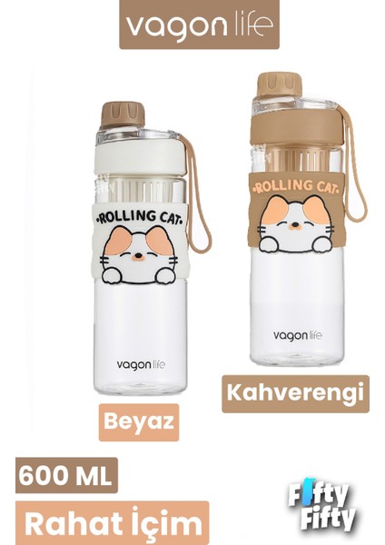 600 ml Rahat Içim (Pipetsiz) Çevir Aç Kapak Taşıma Kulplu Çocuk Su Matarası -VGN2020NEW600ML indirimleri