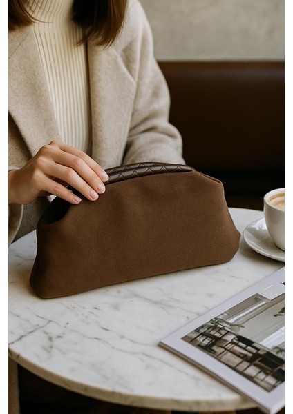 Acı Kahve Süet Deri Portföy Clutch Çanta fiyatları