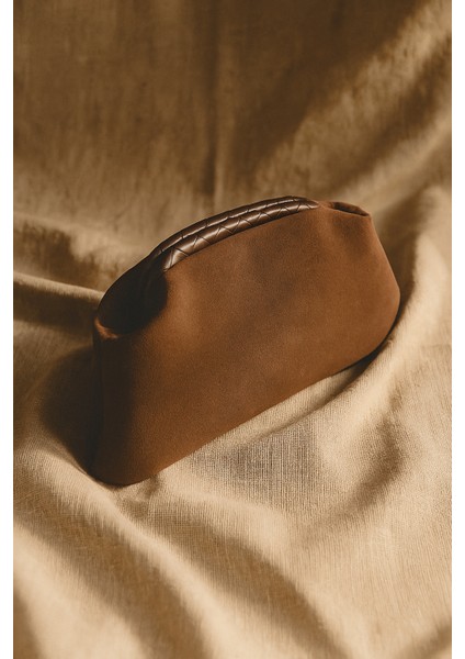 Acı Kahve Süet Deri Portföy Clutch Çanta modelleri
