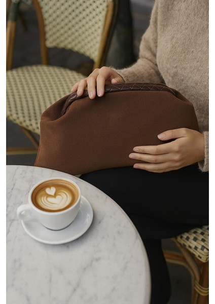 Acı Kahve Süet Deri Portföy Clutch Çanta indirimleri
