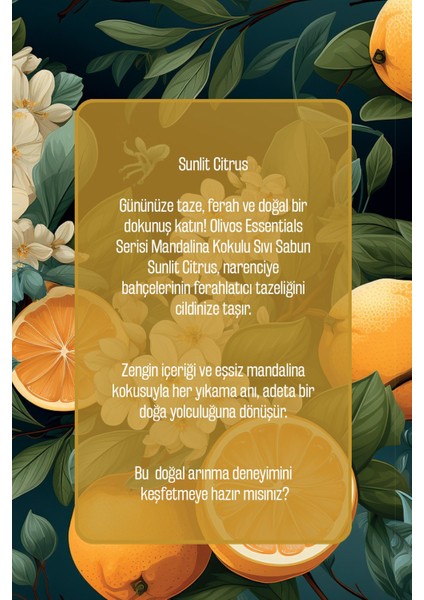 Bodrum Mandalinası Kokulu Sıvı Sabun Sanat Koleksiyonu Tablo Gibi Şişeler Harika Koku Nemlendiricili fiyatları