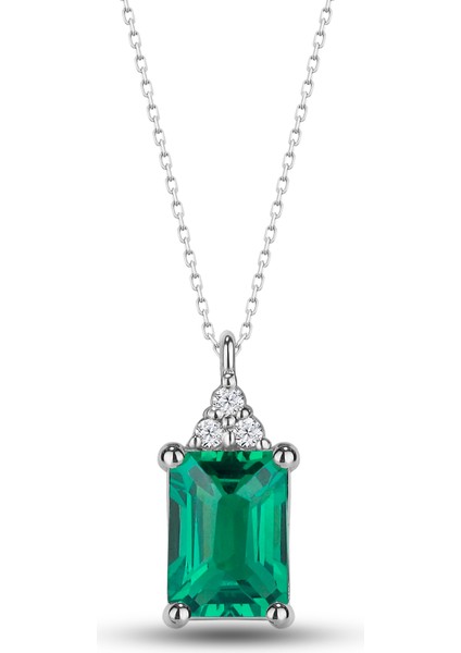 925 Ayar Gümüş Zümrüt Taşlı Gerçek Pırlanta Kolye Kadınlar Için Doğum Günü ve Özel Gün Hediyeleri fiyatları