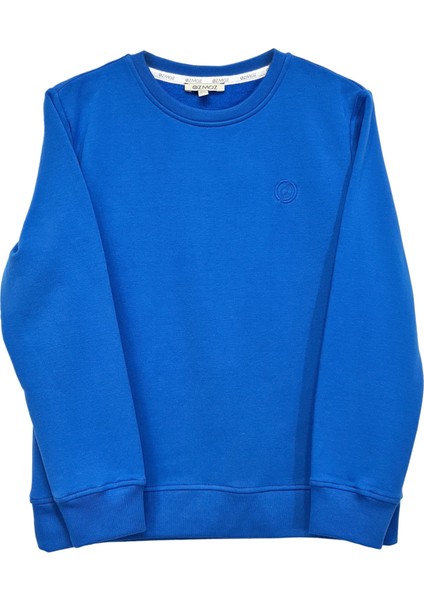 Yumuşacık Organik Pamuk Bambu Kumaş Unisex Çocuk Sweatshirt Lacivert