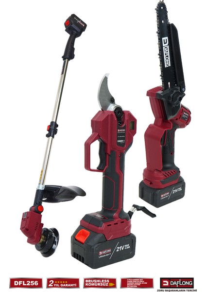 4'lü Bahçe Seti 40MM Dijital Bağ Makası Oto Yağlama Budama 2.1m Uzatma Şarjlı Tırpan DFL-256 fırsatları