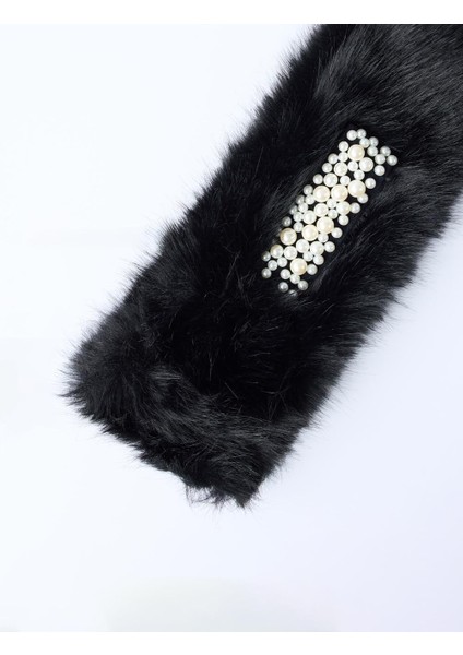 Siyah Inci Detaylı Peluş Atkı fiyatları