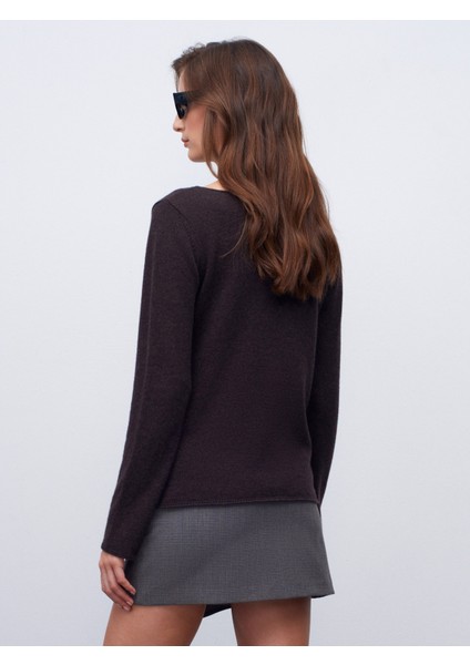 %100 Kaşmir Kayık Yaka Kazak-Kahve M. fiyatları