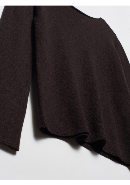 %100 Kaşmir Kayık Yaka Kazak-Kahve M. indirimleri