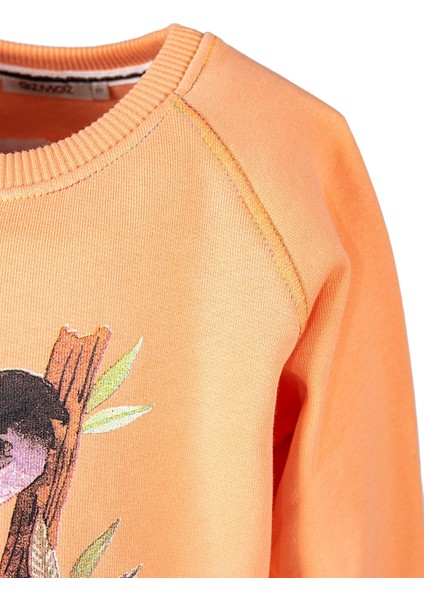 Organik Baskılı Turuncu Kışlık Kız Çocuk Sweatshirt modelleri