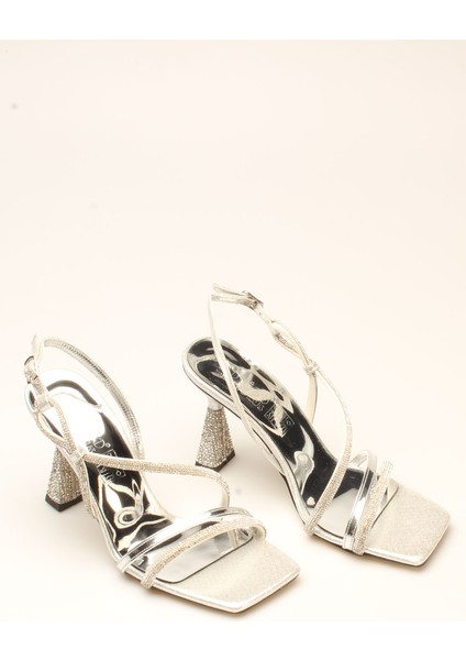 Idil Gümüş Ayna Taşlı Kadın Topuklu