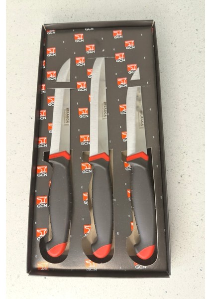 Denprestij 3'lü Sebze Bıçağı Seti Siyah Kırmızı