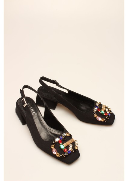Idil Siyah Saten Taşlı Kadın Topuklu fiyatları