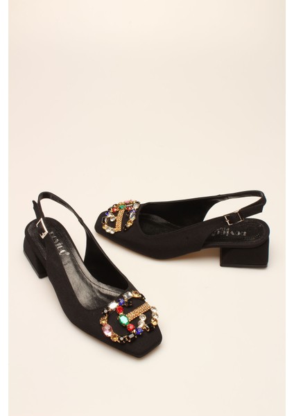 Idil Siyah Saten Taşlı Kadın Topuklu modelleri