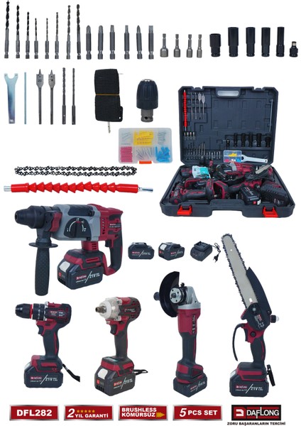 Ultra 5'li Set 600NM Torklu-Kırıcı Delici Hilti-Devirli Taşlama-Matkap-Dal Budama DFL-282 fiyatları