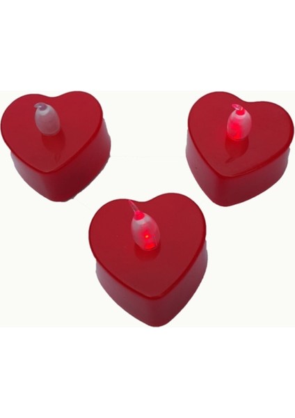 20'li LED Işıklı Dumansız Bitmeyen Pilli Kalpli LED Mum