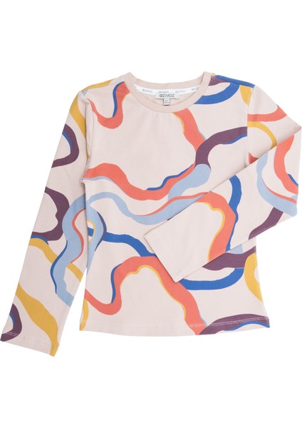 Organik Renk Şerit Baskılı Baharlık Kız Çocuk Sweatshirt fiyatları