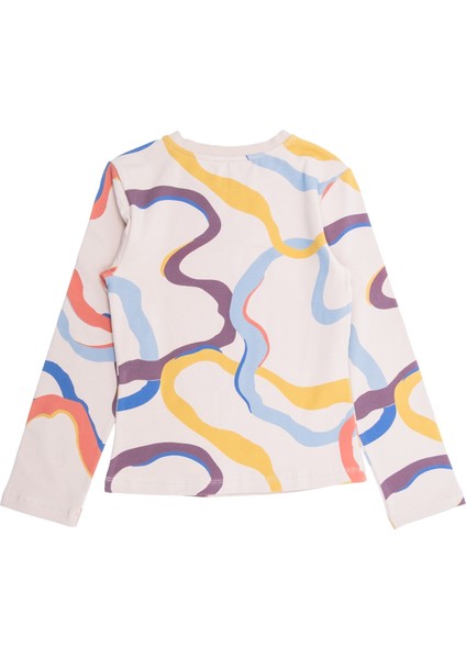 Organik Renk Şerit Baskılı Baharlık Kız Çocuk Sweatshirt fırsatları