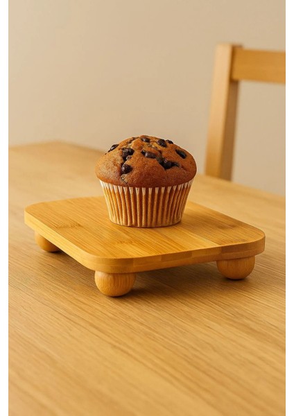 Bambu Kare, Ayaklı Sunumluk – Modern Doğal Servis Tabağı (25 cm) fiyatları