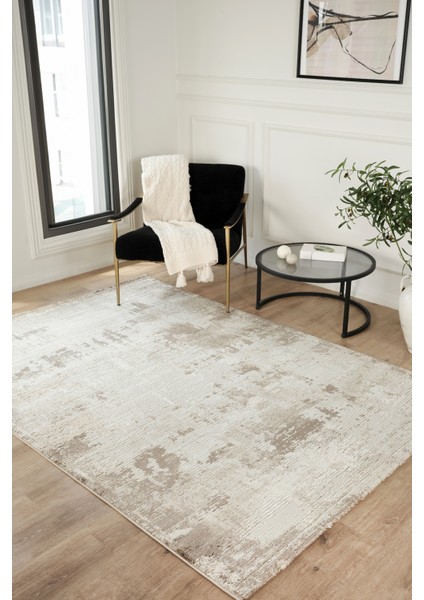 Modern Dokuma Halı Bej Yumuşak Dokulu Premium Salon Oturma Odası Mutfak Halısı