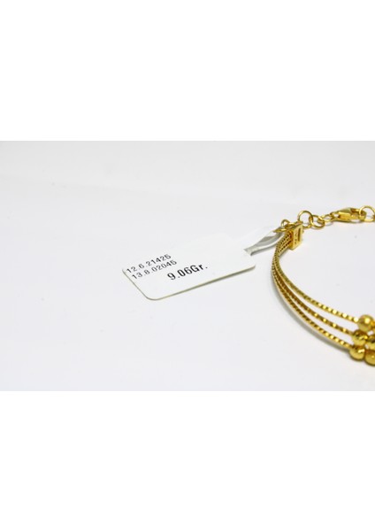 14 Ayar Altın 3 Sıralı Dorikalı Kelepçe Bileklik 9.06 gr