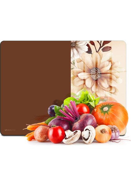 Cam Kesme Tahtası ve Sunumluk Vintage Kahve 20X30 cm