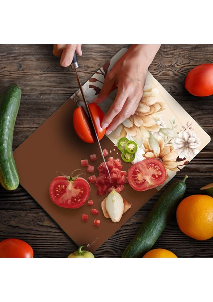 Cam Kesme Tahtası ve Sunumluk Vintage Kahve 20X30 cm fırsatları