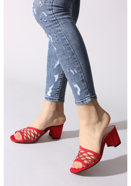 Idil Kırmızı Suet Kadın Terlik