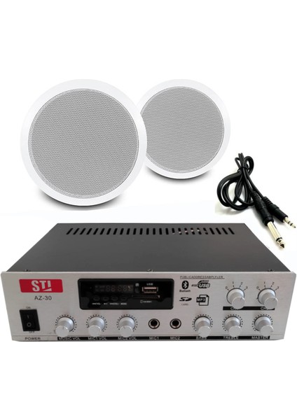 2’li Tavan Hoparlörlü 100V Anfi Ses Sistemi | Kafe Mağaza Ofis Müzik Seti