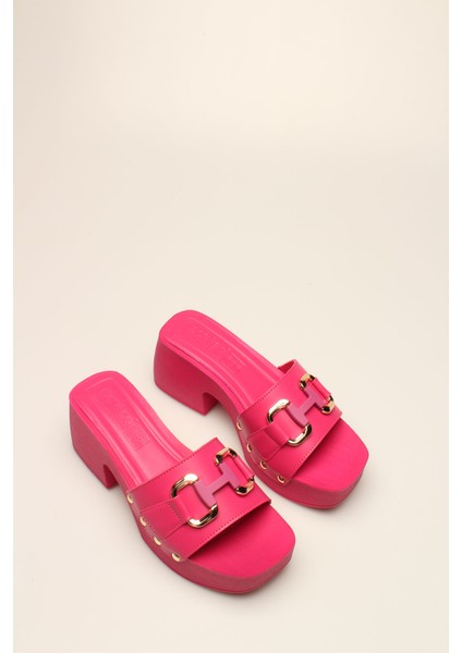 Idil Fuşya Cilt Tokalı Kadın Takunya