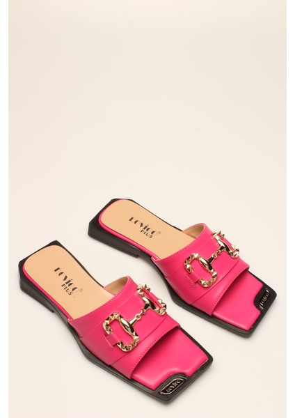 Idil Fuşya Cilt Tokalı Kadın Terlik