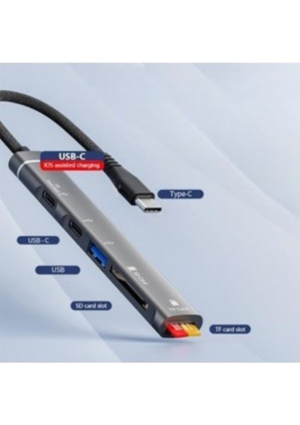 ZR562 Type-C 5 In 1 USB Hub Card Reader