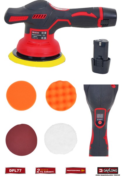 Çift Akülü Orbital Dijital Detaylı Pasta Cila Polisaj Makinası Dfl-77
